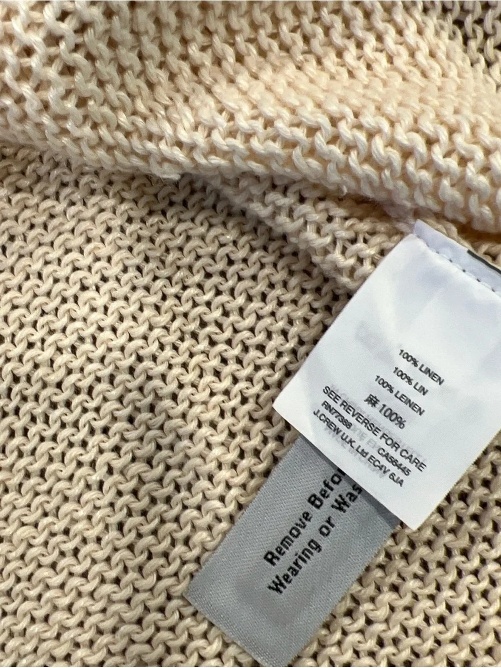 J. Crew Beach Open Knit grommet Sweater Size Small Coastal Chic Linen Flawed